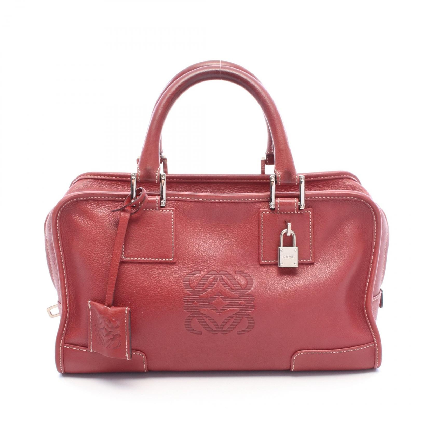 ロエベ LOEWE アマソナ28 ハンドバッグ バッグ レザー レディース レッド系 【中古】