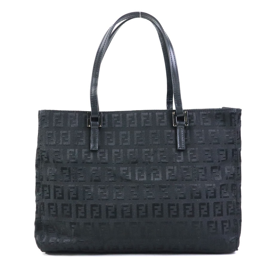 フェンディ FENDI ハンドバッグ ズッキーノ ナイロンキャンバス ブラック レディース【中古】 56178a