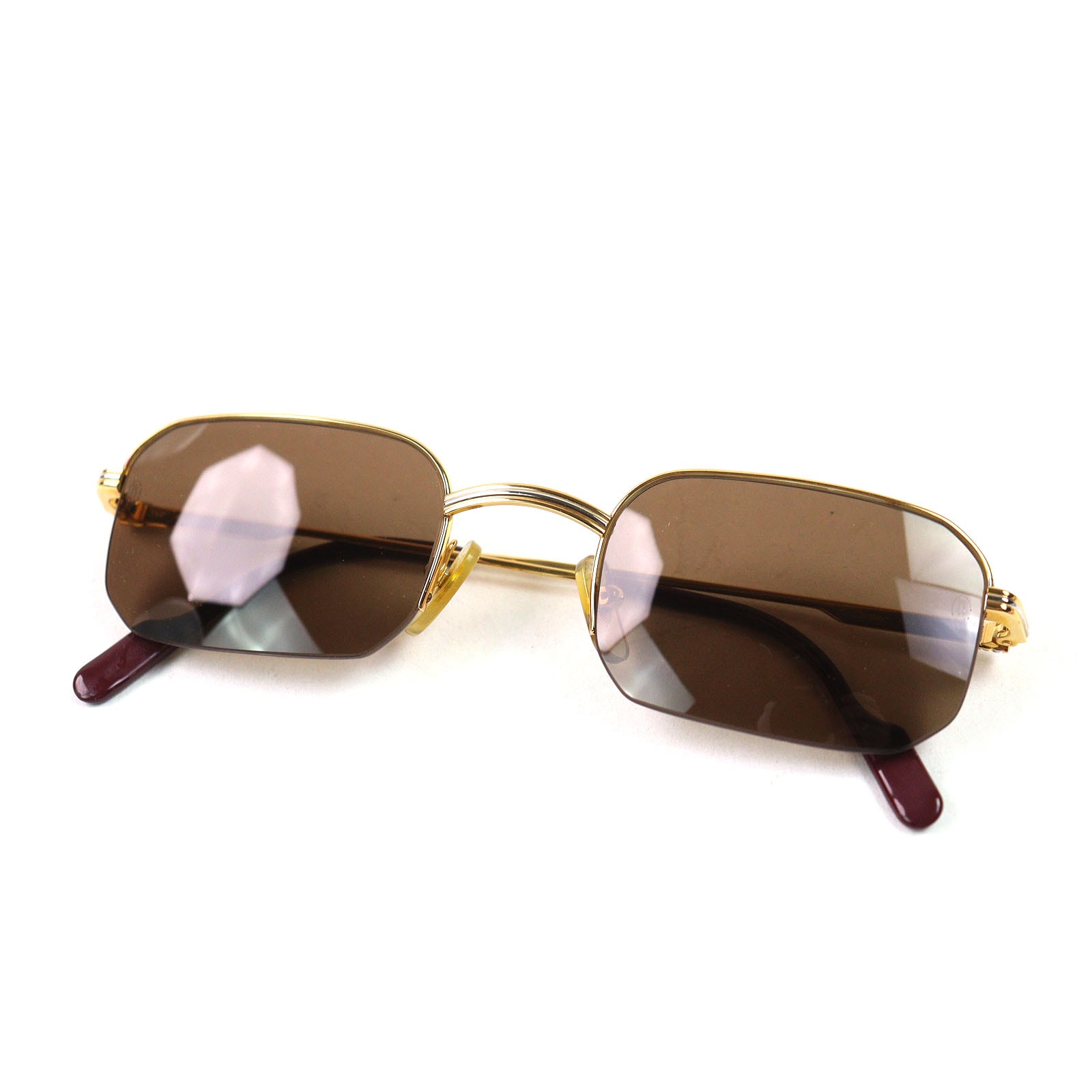 極美品 カルティエ
 サングラス フレーム:ゴールド ボルドー メンズ 51□23 140