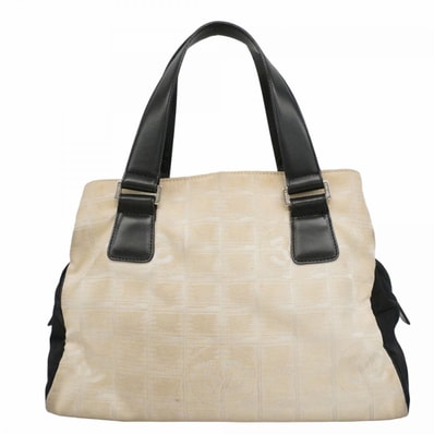 ★SALE【6dc3526】シャネル ハンドバッグ ニュートラベル ナイロン ベージュ ブラック シルバー金具【中古】レディース