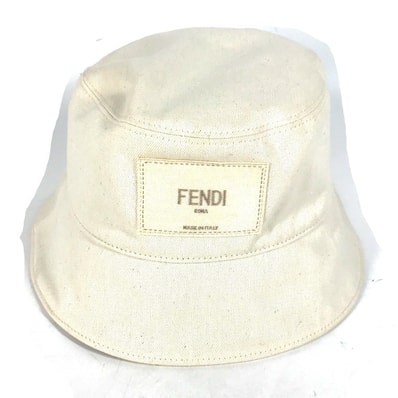 フェンディ FENDI ロゴ FXQ801 ハット帽 帽子 バケットハット ボブハット ハット コットン ベージュ