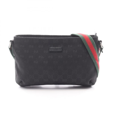 グッチ GUCCI シェリーライン GGキャンバス ショルダーバッグ バッグ キャンバス レザー レディース ブラック系 189749 【中古】