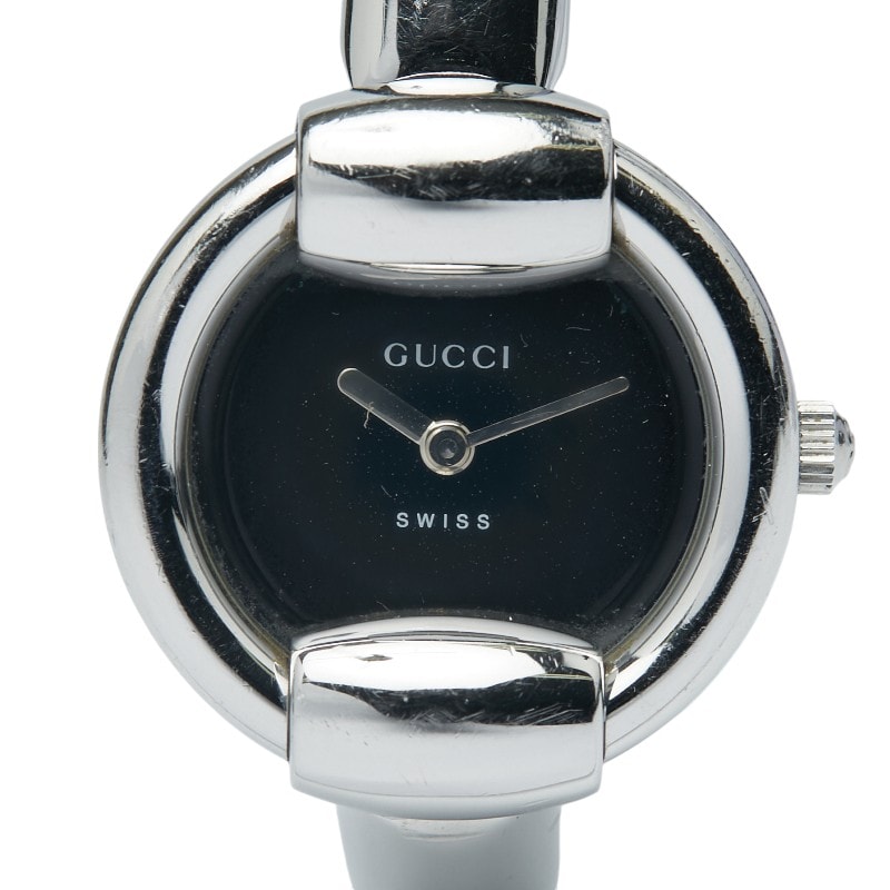 グッチ 腕時計 バングルウォッチ 1400L クオーツ ブラック文字盤 ステンレススチール レディース GUCCI 【中古】