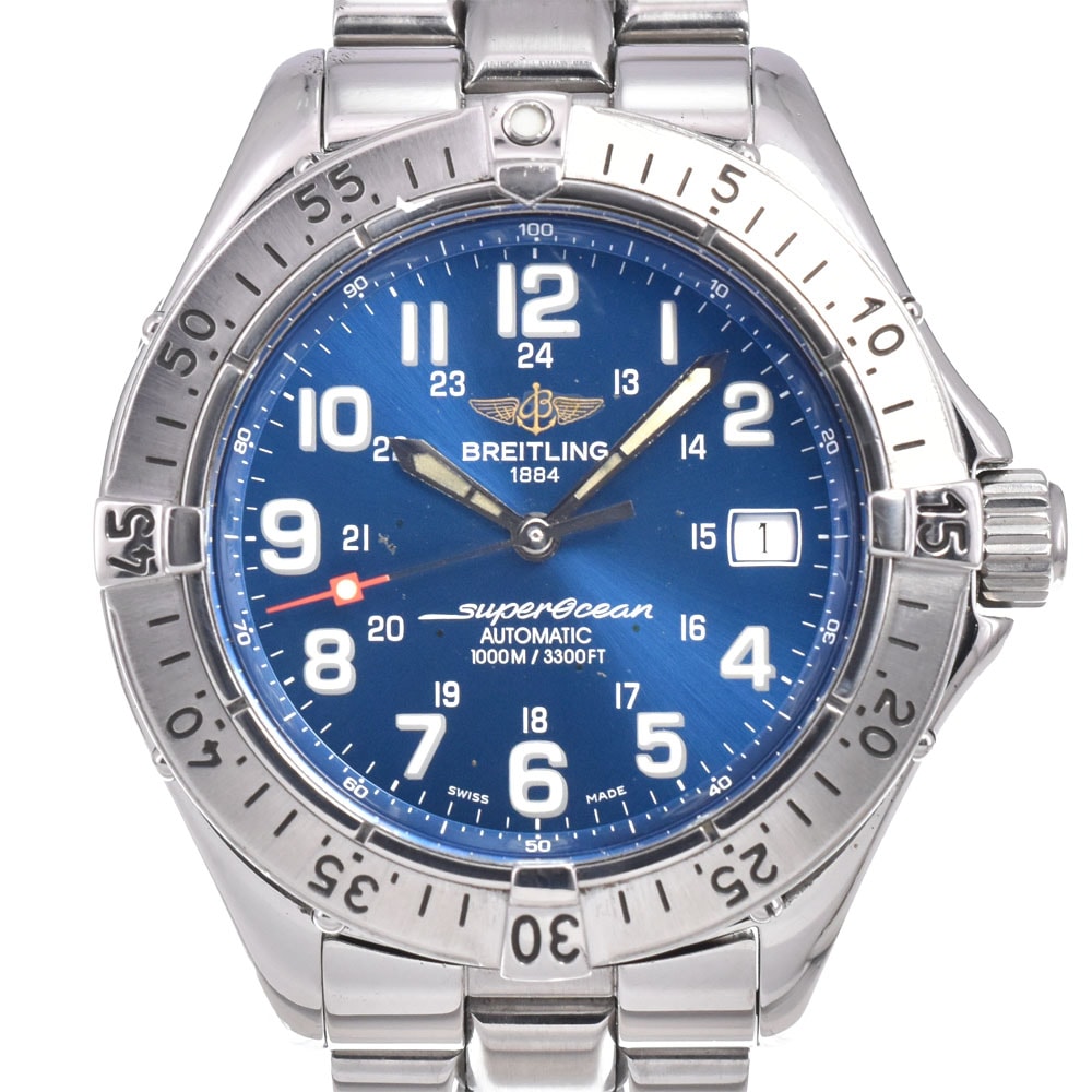 ブライトリング BREITLING A17340 スーパーオーシャン 1000m ブルー 自動巻き メンズ 良品 腕時計 R#148827