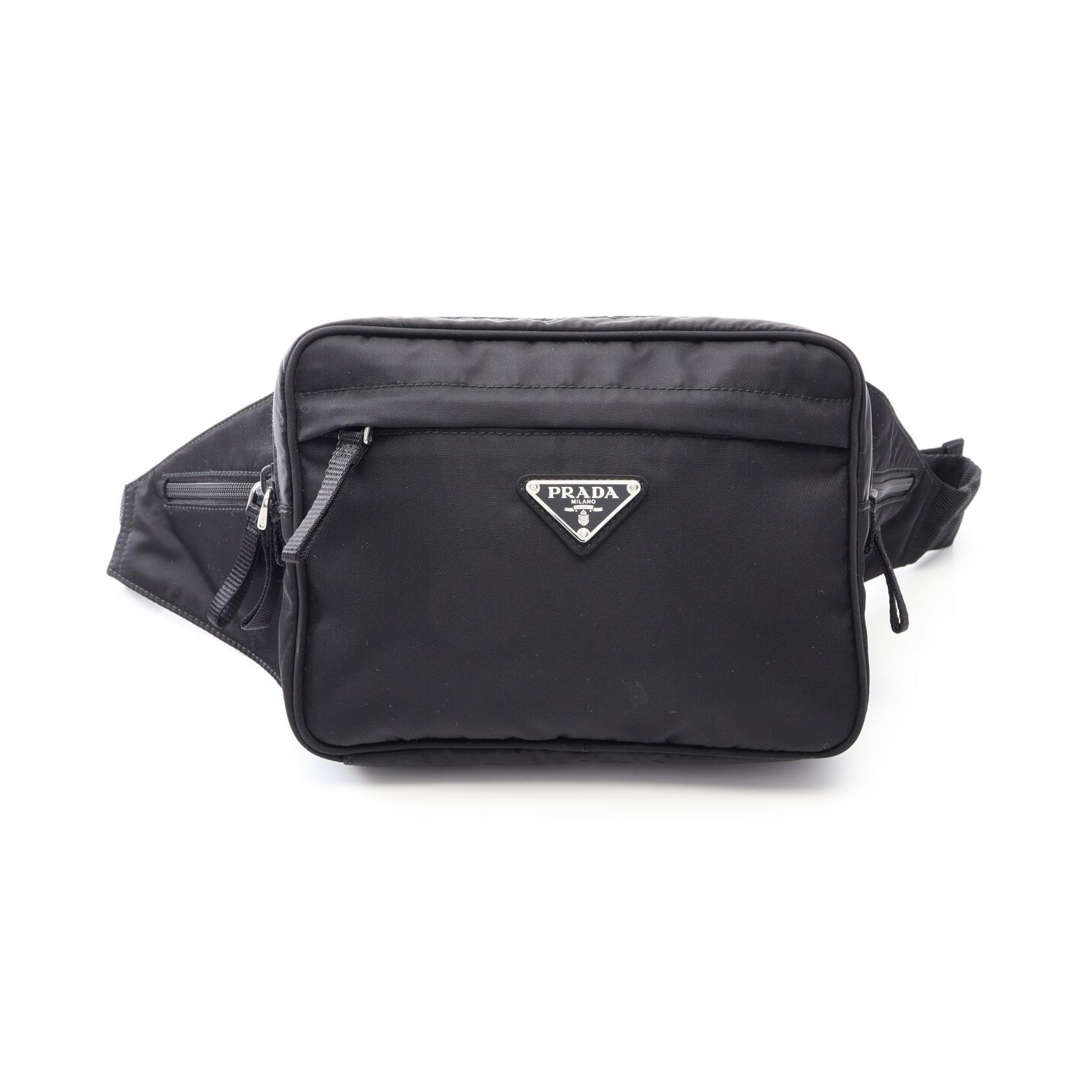 プラダ PRADA TESSUTO MONTAG ウエストバッグ ボディバッグ バッグ ナイロン メンズ レディース ブラック系 【中古】