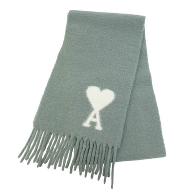AMI PARIS アミパリス 24AW USF422.AW0054 ADC OVERSIZE SCARF オーバーサイズ フリンジ ストール マフラー グリーン グリーン系【中古】