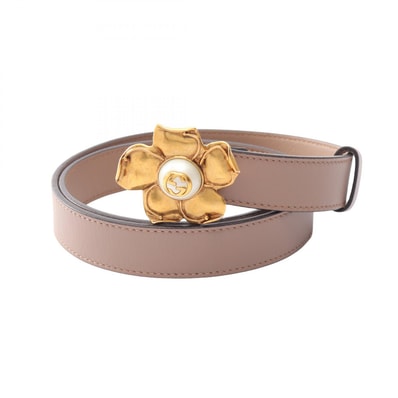 グッチ GUCCI メタルフラワー ゴールド金具 ベルト 衣料品 レザー レディース ピンク系 431438 【中古】