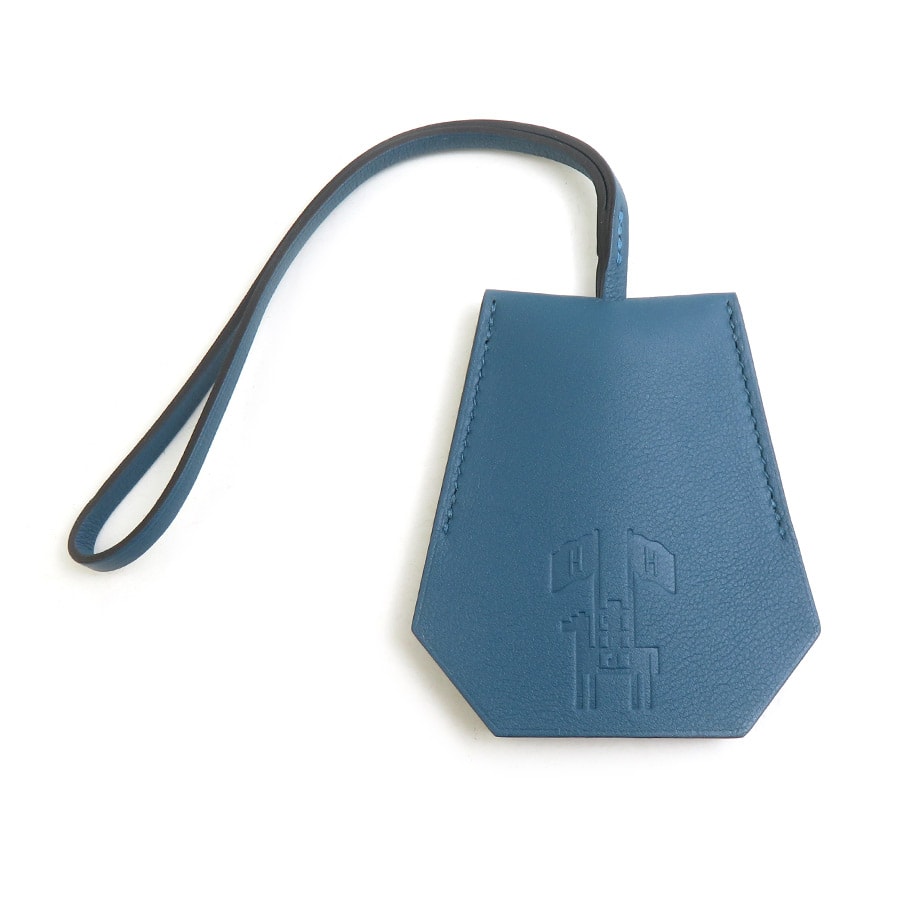 エルメス HERMES  クロシェット イヤーズギフト キークロシェット レザー/メタル ダークブルー/シルバー ユニセックス【中古】 e62385k