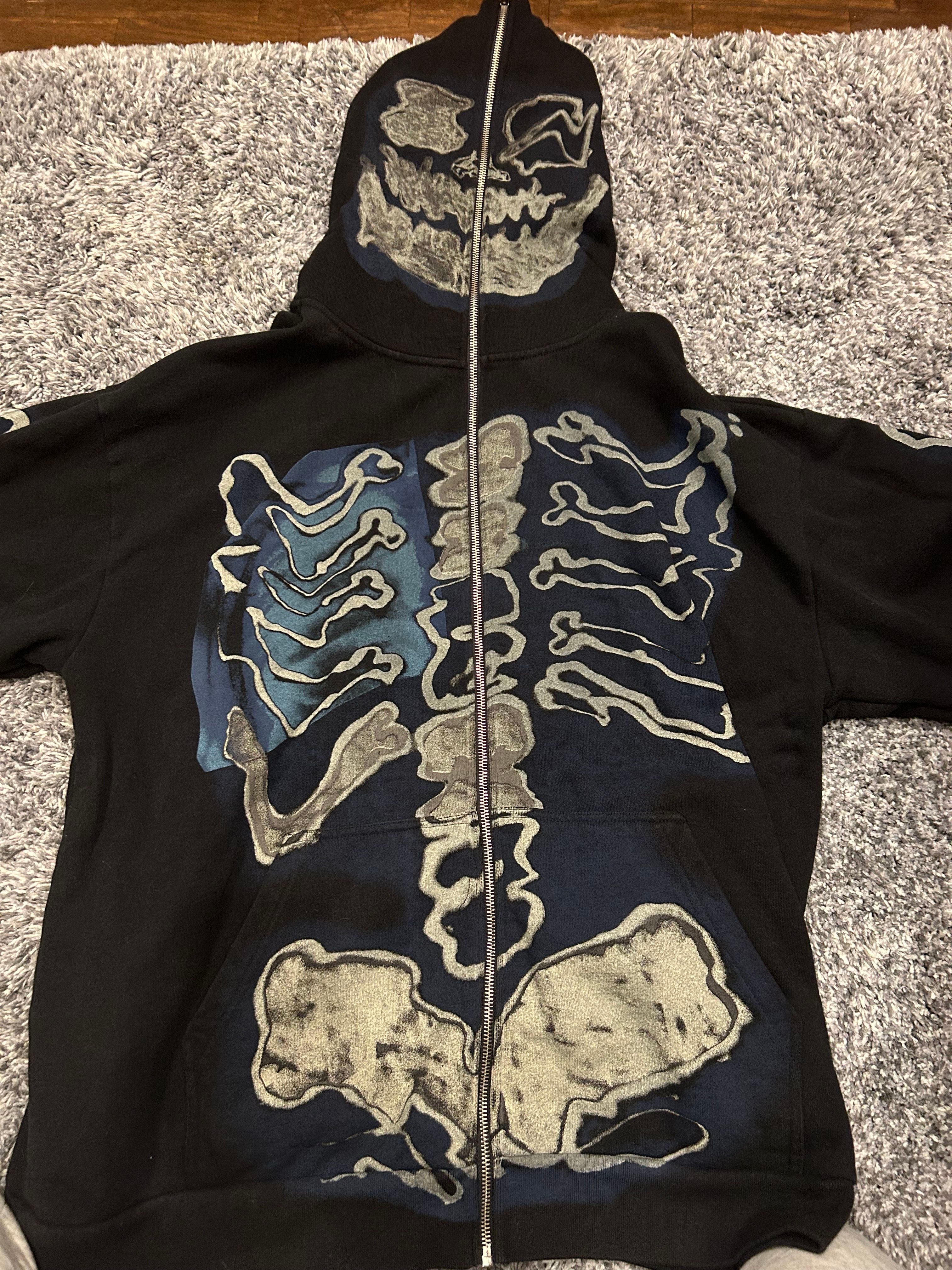 Travis Scott Cactus Jack For Fragment Skeleton Graffiti Full Zip Hoodie "Black"