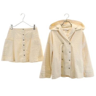 Christian Dior クリスチャンディオール ポルトガル製 総柄 フードジャケット 上下セットアップ 12/13 生成り