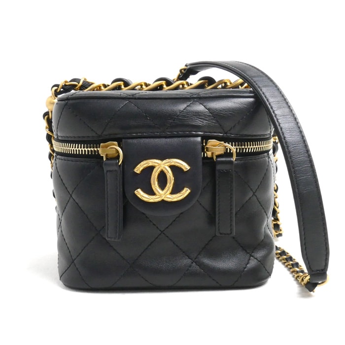 CHANEL シャネル マトラッセ スモール バニティ チェーンショルダー ショルダーバッグ ブラック AS3228 レディース【中古】【美品】