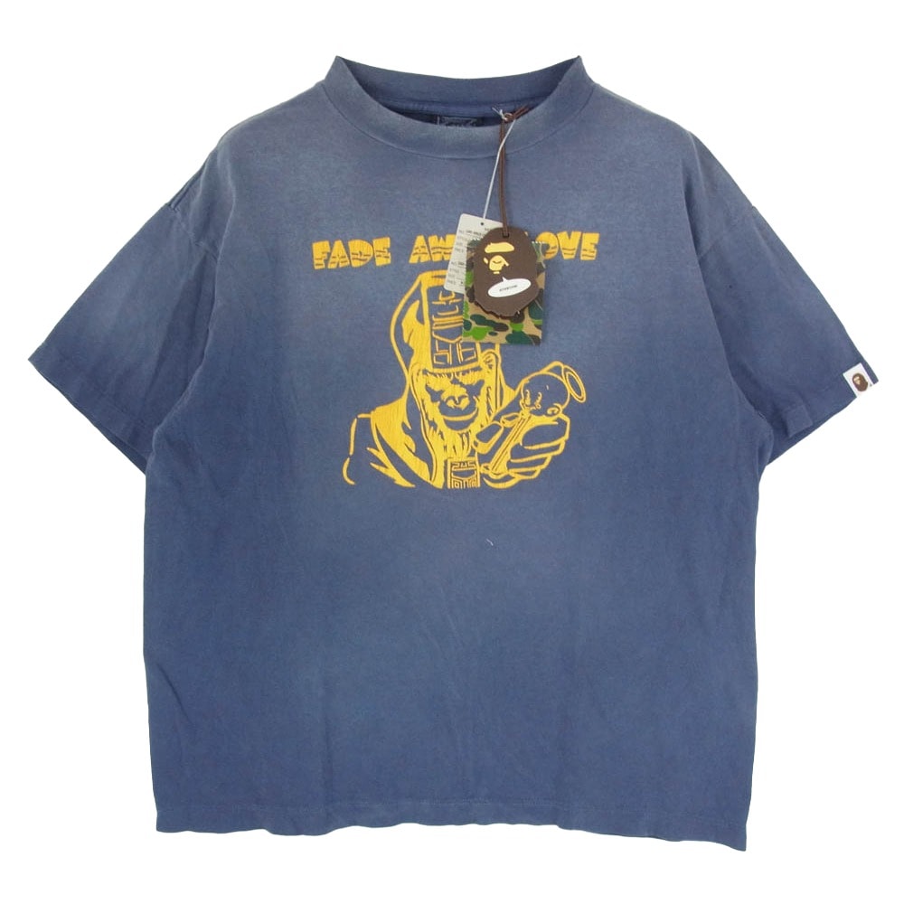 SAINT MICHAEL セントマイケル Tシャツ 26SS SM-MK8-0000-C50 BAPE_SS T-SHIRT FADE AWAY LV 半袖 Tシャツ カットソー ネイビー系 M【美品】【中古】