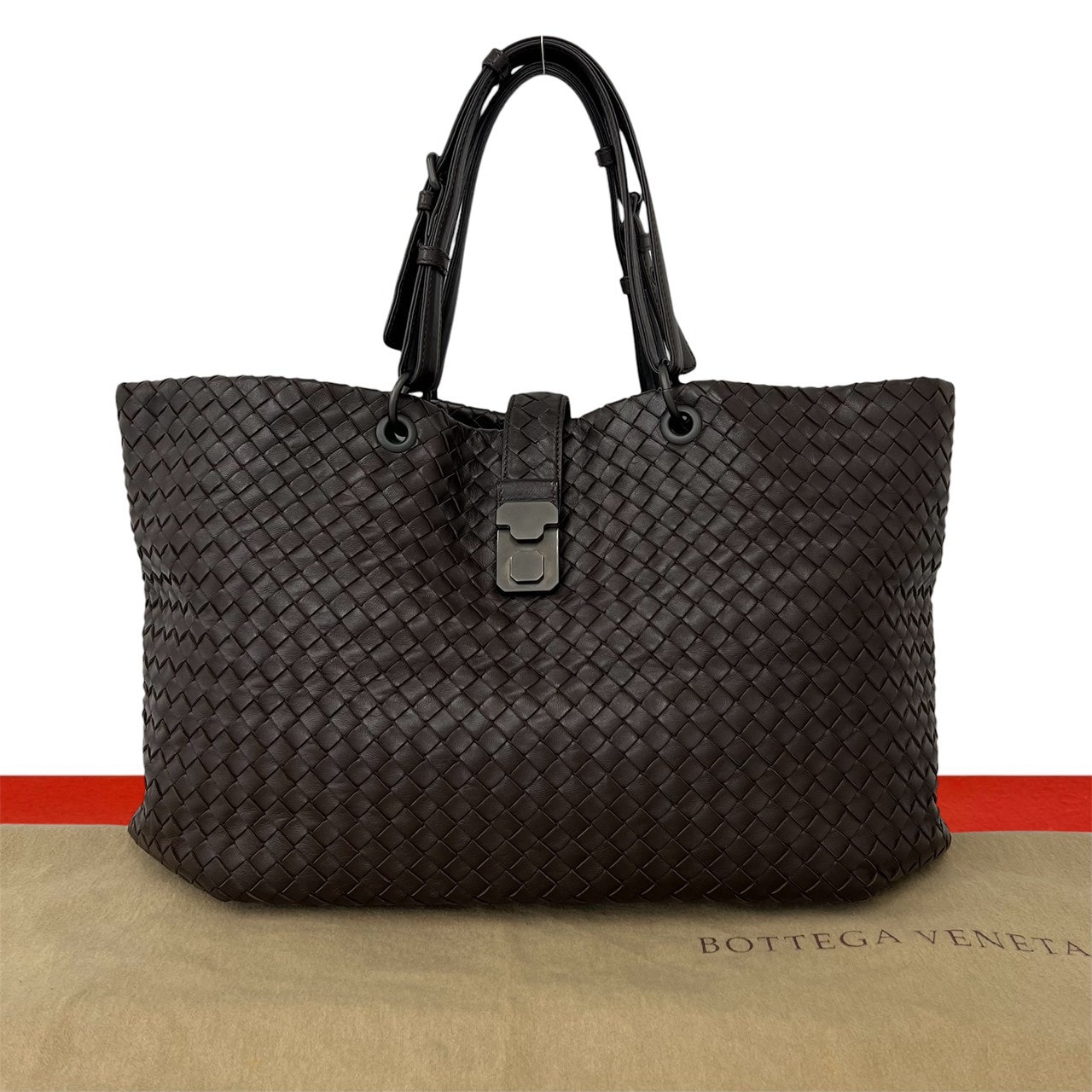 BOTTEGA VENETA ボッテガヴェネタ イントレチャート レザー トートバッグ ブラウン
 97754