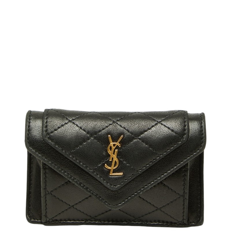サンローラン カサンドラ ギャビー カードケース ブラック ラムスキン レディース SAINT LAURENT 中古