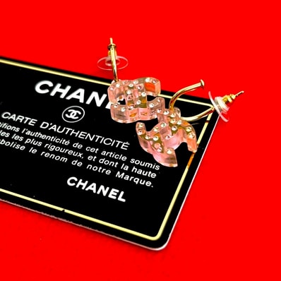 CHANEL シャネル ココマーク ラインストーン プラスチック GP ピアス ピンク
53819