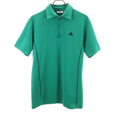 adidas アディダス ゴルフ 半袖 ハーフジップ ポロシャツ S グリーン