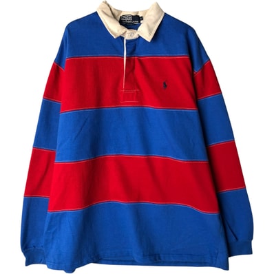 古着 ラルフローレン Ralph Lauren POLO by Ralph Lauren ボーダー柄 長袖 ラガーシャツ メンズL相当/eaa579218