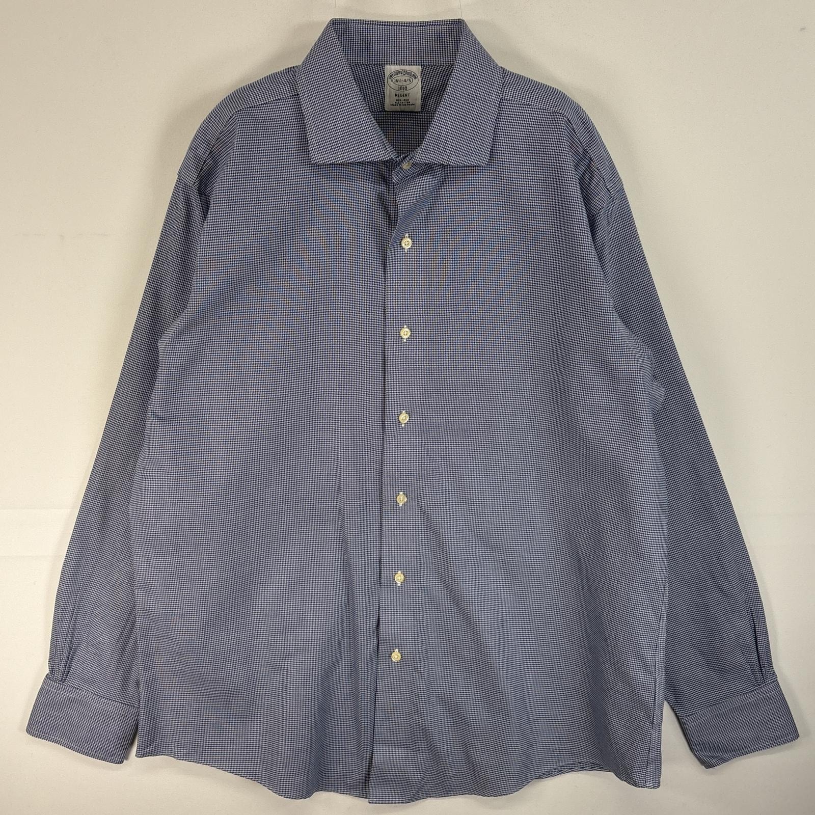 古着 ブルックスブラザーズ Brooks Brothers 長袖シャツ 千鳥柄 1818 REGENT 大きいサイズ 16 1/2-4/5 L-XL ネイビー系 チェック メンズ