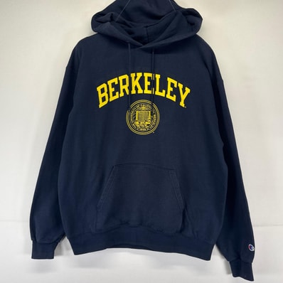 古着 チャンピオン Champion パーカー プルオーバー フーディー スウェット カレッジロゴ プリント L ネイビー系 メンズ