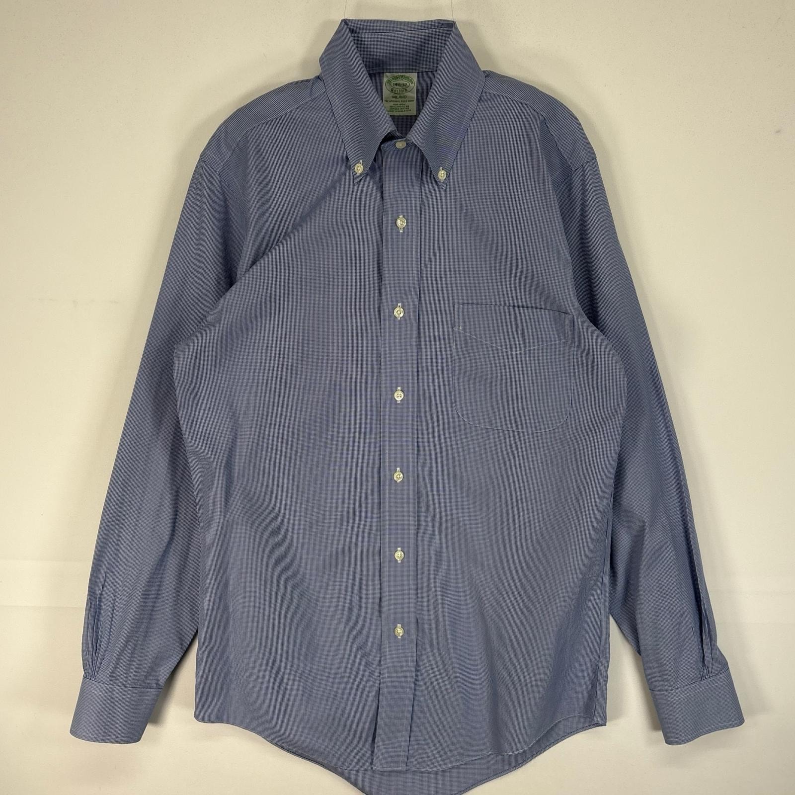 古着 ブルックスブラザーズ Brooks Brothers 長袖シャツ 千鳥格子 MILANO 胸ポケ S  ブルー系 チェック メンズ