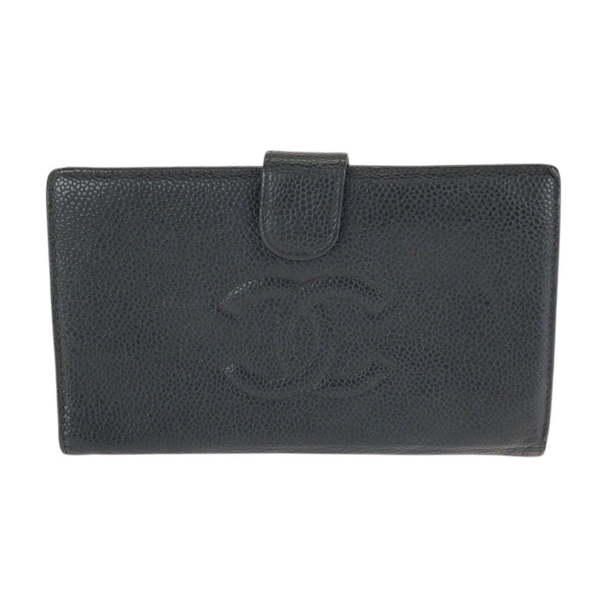 CHANEL シャネル ヴィンテージ ココマーク ブラック 黒 ゴールド金具 キャビアスキン 長財布 ロングウォレット 603395 【中古】