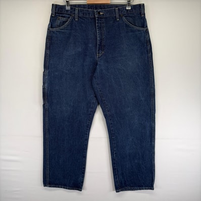 古着 ディッキーズ Dickies パンツ ペインター ワンポイントロゴ 大きいサイズ ジーンズ ジーパン デニム W38 L32 ブルー系 メンズ