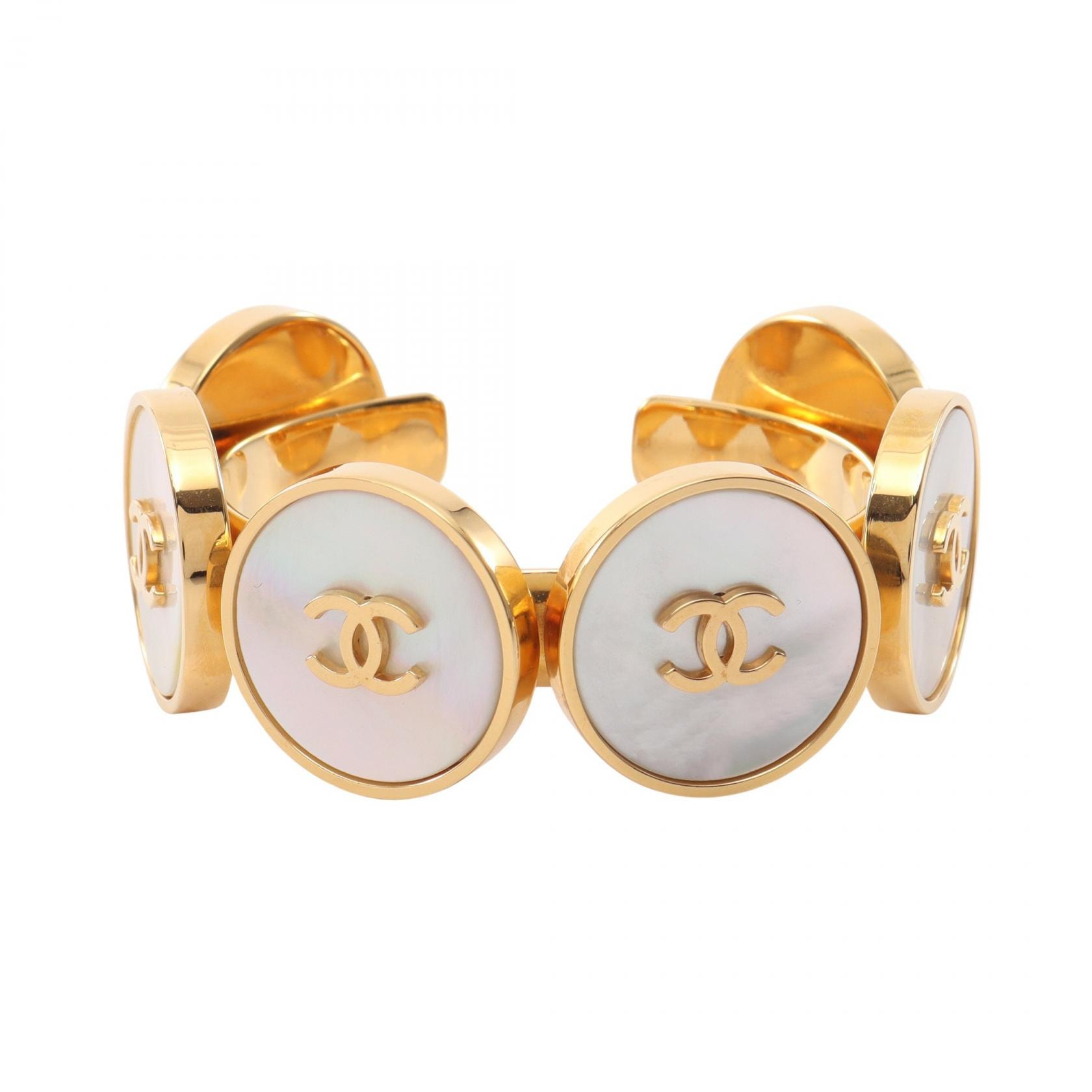 シャネル CHANEL ココマーク バングル アクセサリー GP(ゴールドメッキ) シェル レディース ゴールド系 / ホワイト系 【中古】