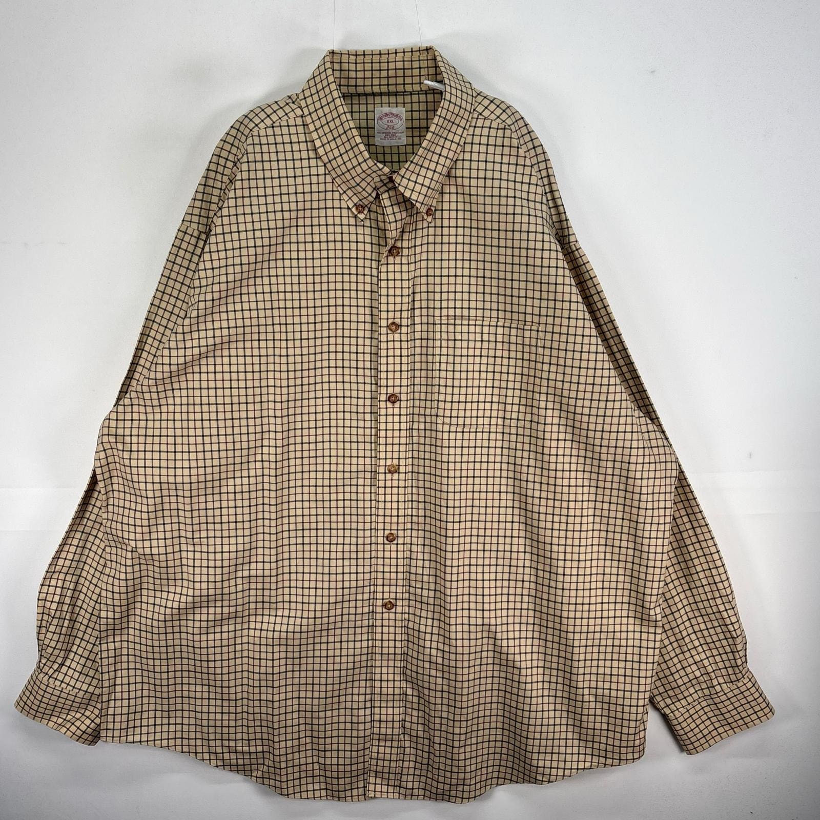 古着 ブルックスブラザーズ Brooks Brothers 長袖シャツ チェック 胸ポケ ボタンダウン 2XL ベージュ系 マルチカラー メンズ