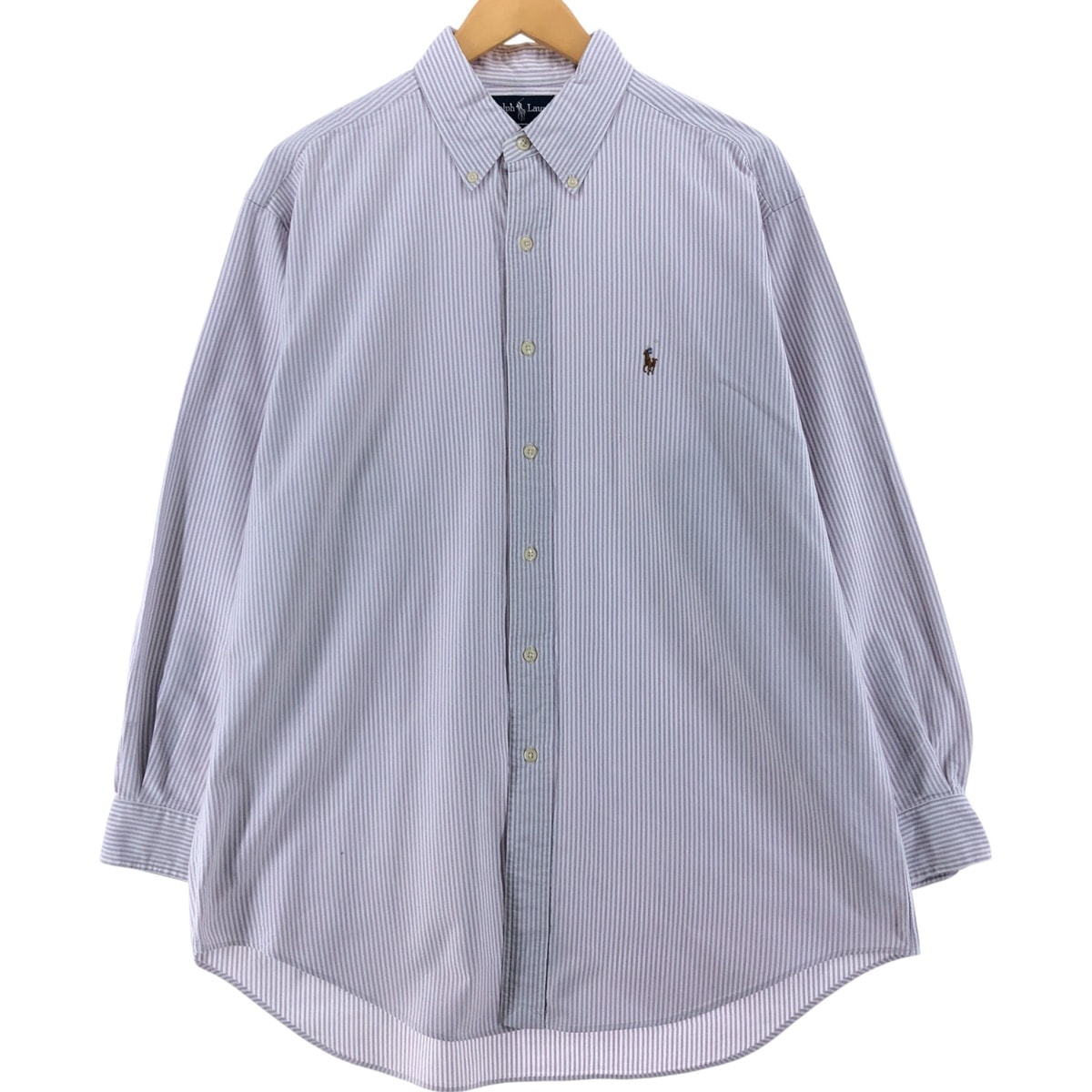 古着 ラルフローレン Ralph Lauren YARMOUTH 長袖 ボタンダウンストライプシャツ メンズL相当/eaa536459