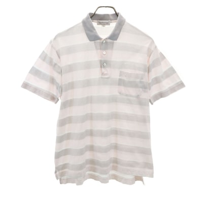 Burberrys バーバリーズ 90s オールド ボーダー柄 半袖 ポロシャツ L グレー系
