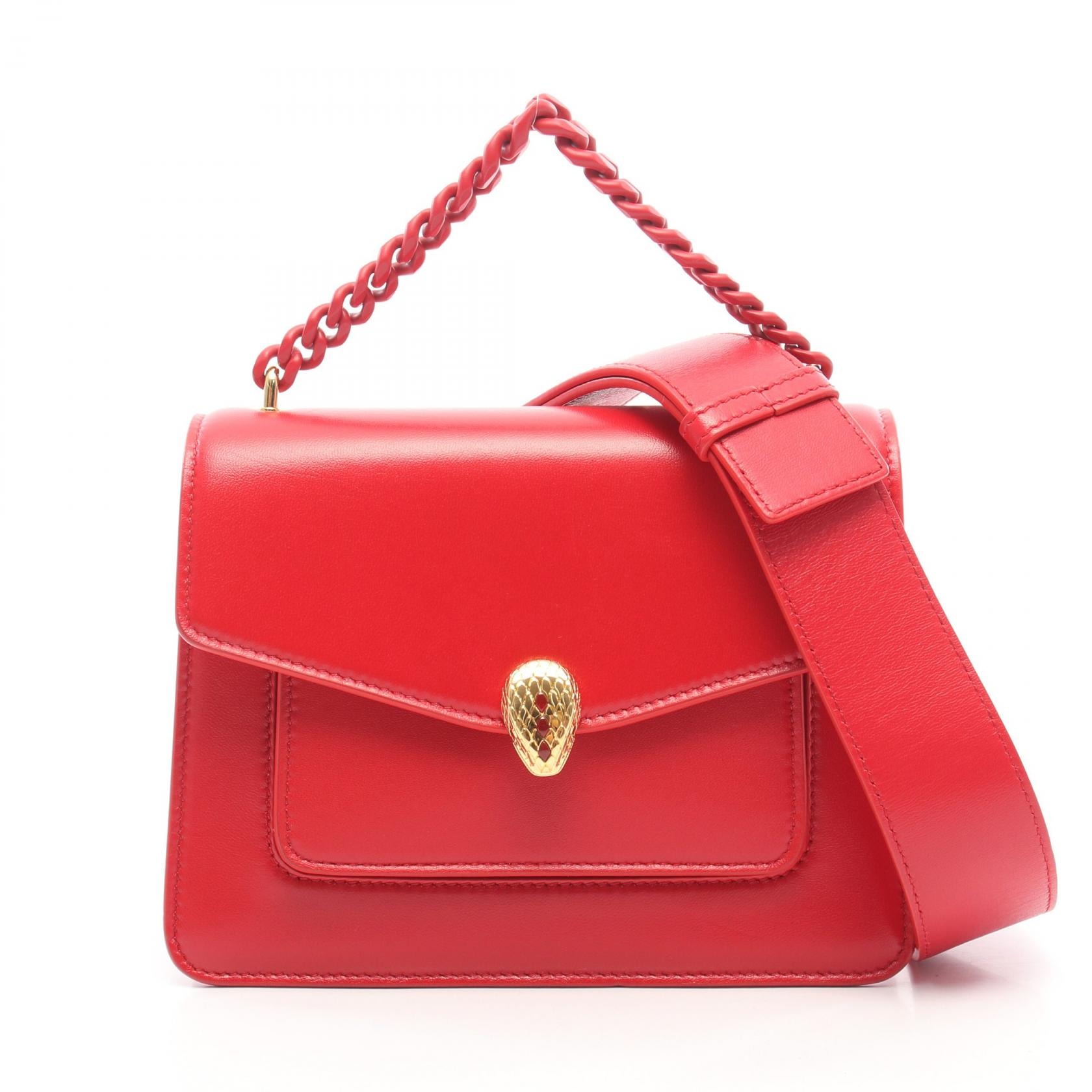 ブルガリ BVLGARI セルペンティ フォーエバー 2WAY ハンドバッグ バッグ レザー レディース レッド系 【中古】