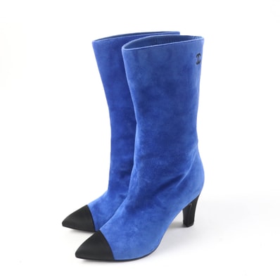 美品 シャネル
ショートブーツ GABRIEIIE COCO ブルー ブラック レディース 35 G33119
