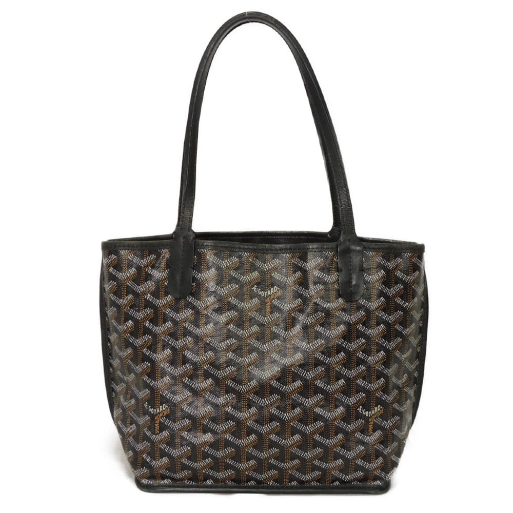 GOYARD ゴヤール アンジュ ミニ トート ロゴ リバーシブル カーフ ショルダーバッグ ヘリンボーン ブラック トートバッグ