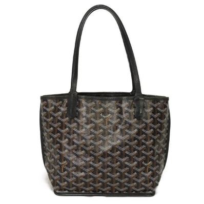 GOYARD ゴヤール アンジュ ミニ トート ロゴ リバーシブル カーフ ショルダーバッグ ヘリンボーン ブラック トートバッグ
