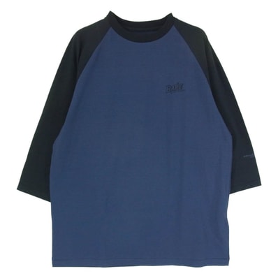 A BATHING APE アベイシングエイプ Tシャツ BAPE ラグラン ロゴプリント 七分袖 カットソー Tシャツ ネイビー系 L【中古】
