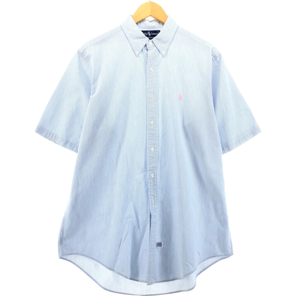 古着 ラルフローレン Ralph Lauren POLO by Ralph Lauren CUSTOM FIT 半袖 ボタンダウン ストライプシャツ メンズL 相当/eaa560663 【中古】 【250620】/eaa560663