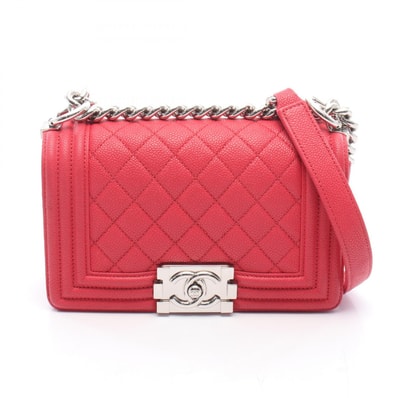 シャネル CHANEL ボーイシャネル スモール ショルダーバッグ バッグ キャビアスキン(グレインドカーフ) レディース レッド系 A67085 【中古】