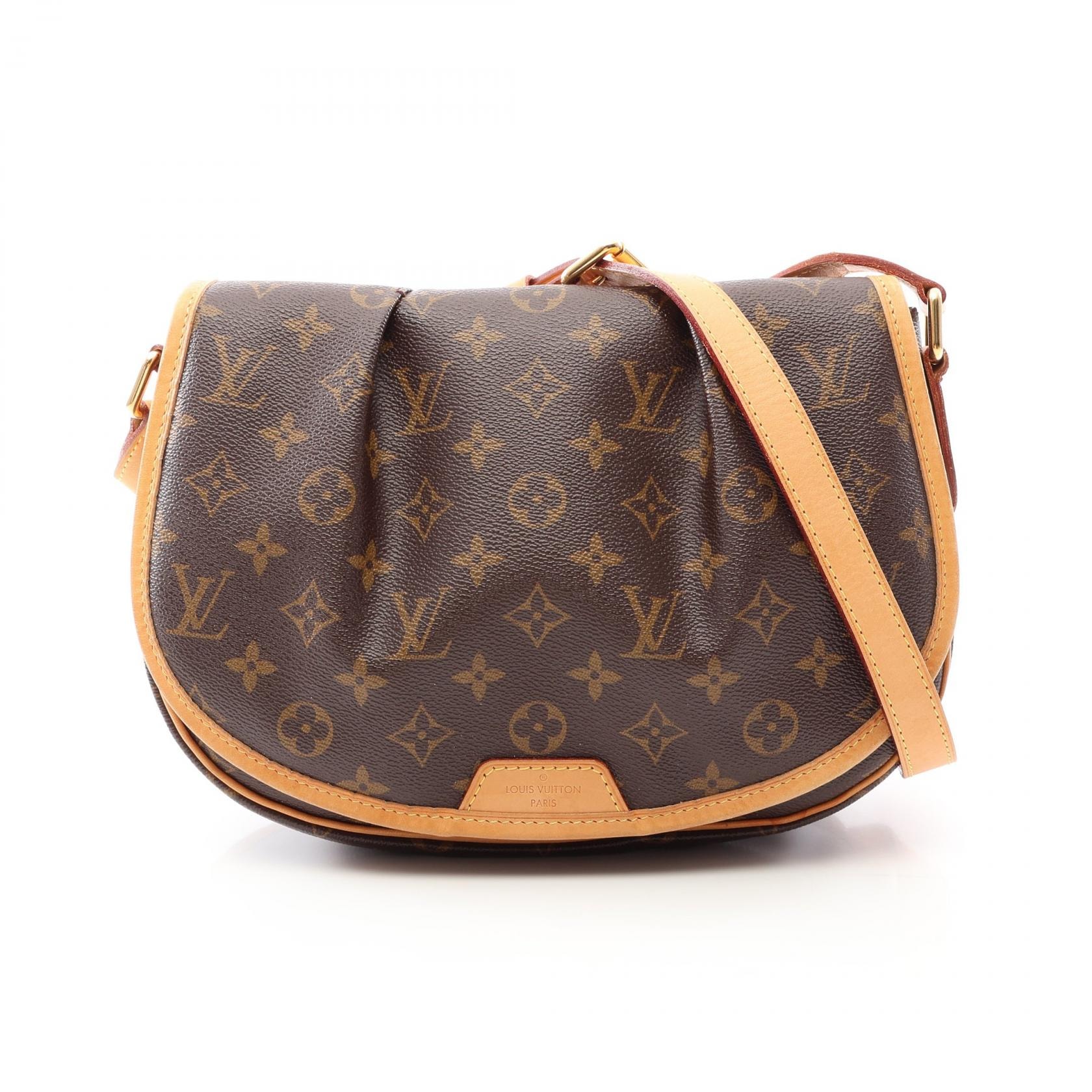 ルイ・ヴィトン LOUIS VUITTON メニルモンタンPM モノグラム ショルダーバッグ バッグ PVCコーティングキャンバス レザー レディース ブラウン系 M40474 【中古】