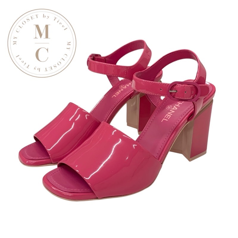 シャネル CHANEL サンダル 靴 シューズ パテント ピンク 未使用 ココマーク ストラップ