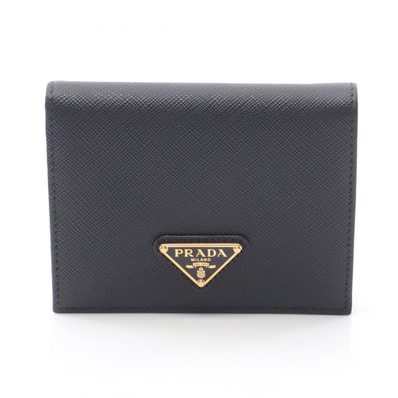 プラダ PRADA SAFFIANO TRIANG 二つ折り財布 財布 サフィアーノレザー レディース ブラック系 1MV204QHHF0002 【新品】