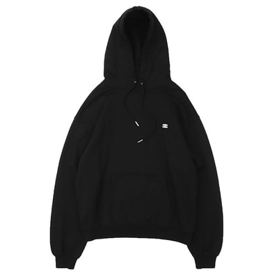 【美品】CELINE セリーヌ ルーズフーディー コットン x カシミヤ パーカー スウェット トリオンフ ロゴ エンブロイダリー 刺繍 フレンチテリー プルオーバー トップス メンズ サイズ S ブラック 黒 ポルトガル製