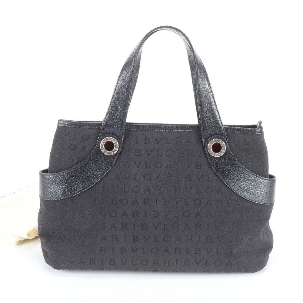 ■美品 ブルガリ ロゴマニアトート バッグ レザー×ナイロン