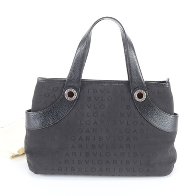 ■美品 ブルガリ ロゴマニアトート バッグ レザー×ナイロン