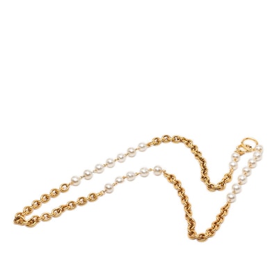 シャネル ヴィンテージ ネックレス ゴールド メッキ フェイクパール レディース CHANEL 【中古】
