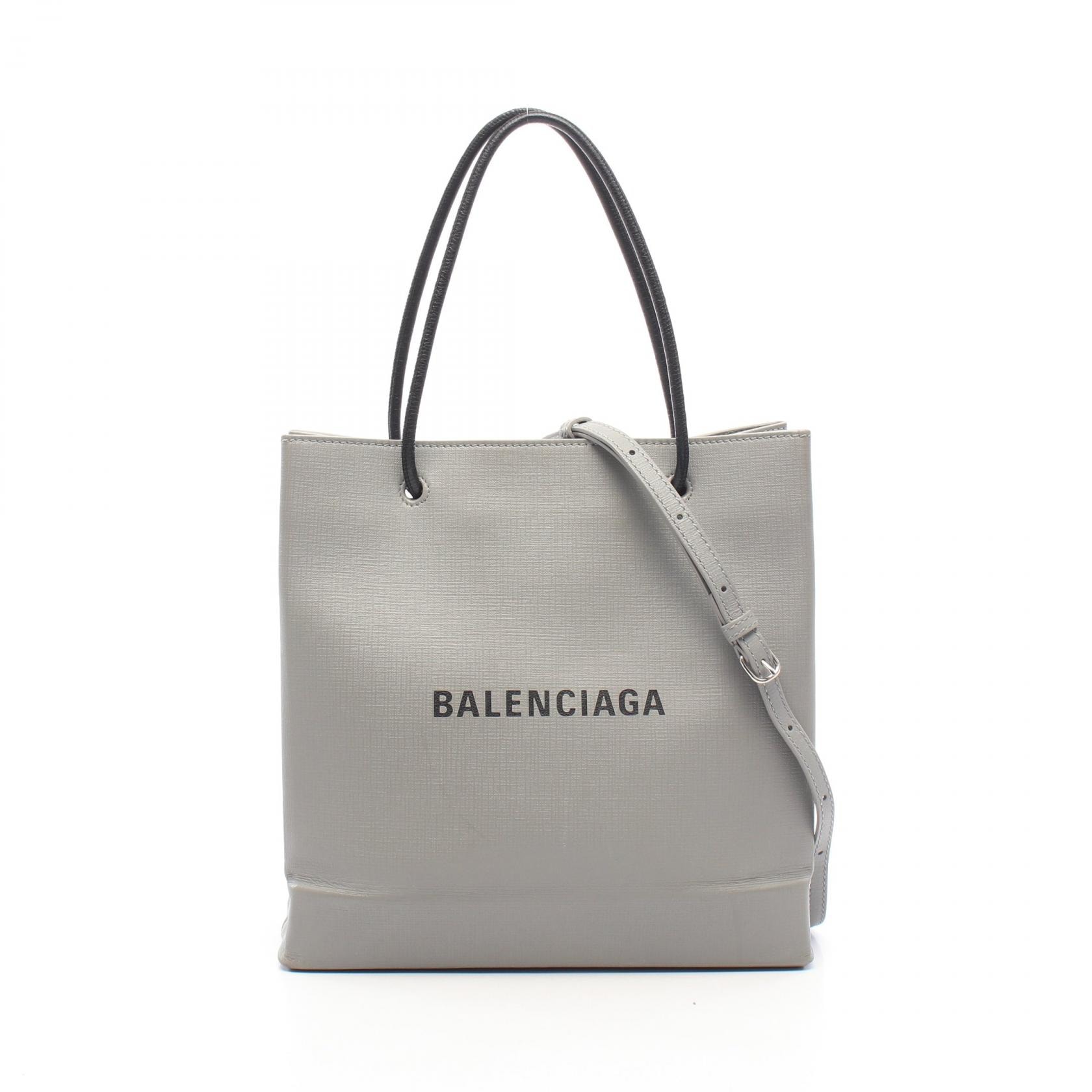 バレンシアガ BALENCIAGA SHOPPING TOTE BAG S ショッピングトートS トートバッグ バッグ レザー レディース グレー系 / ブラック系 568813 【中古】