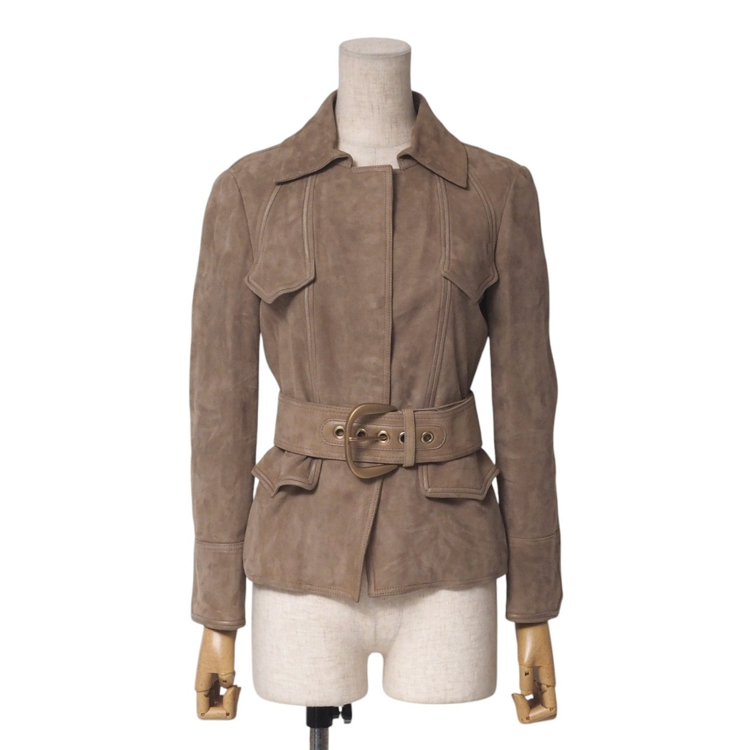 GUCCI グッチ ジャケット サイズ38 本革 羊革 スエードレザージャケット ベルト付き イタリア製 ブランド古着【中古】20250404/RA3911