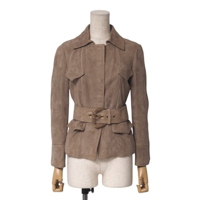 GUCCI グッチ ジャケット サイズ38 本革 羊革 スエードレザージャケット ベルト付き イタリア製 ブランド古着【中古】20250404/RA3911