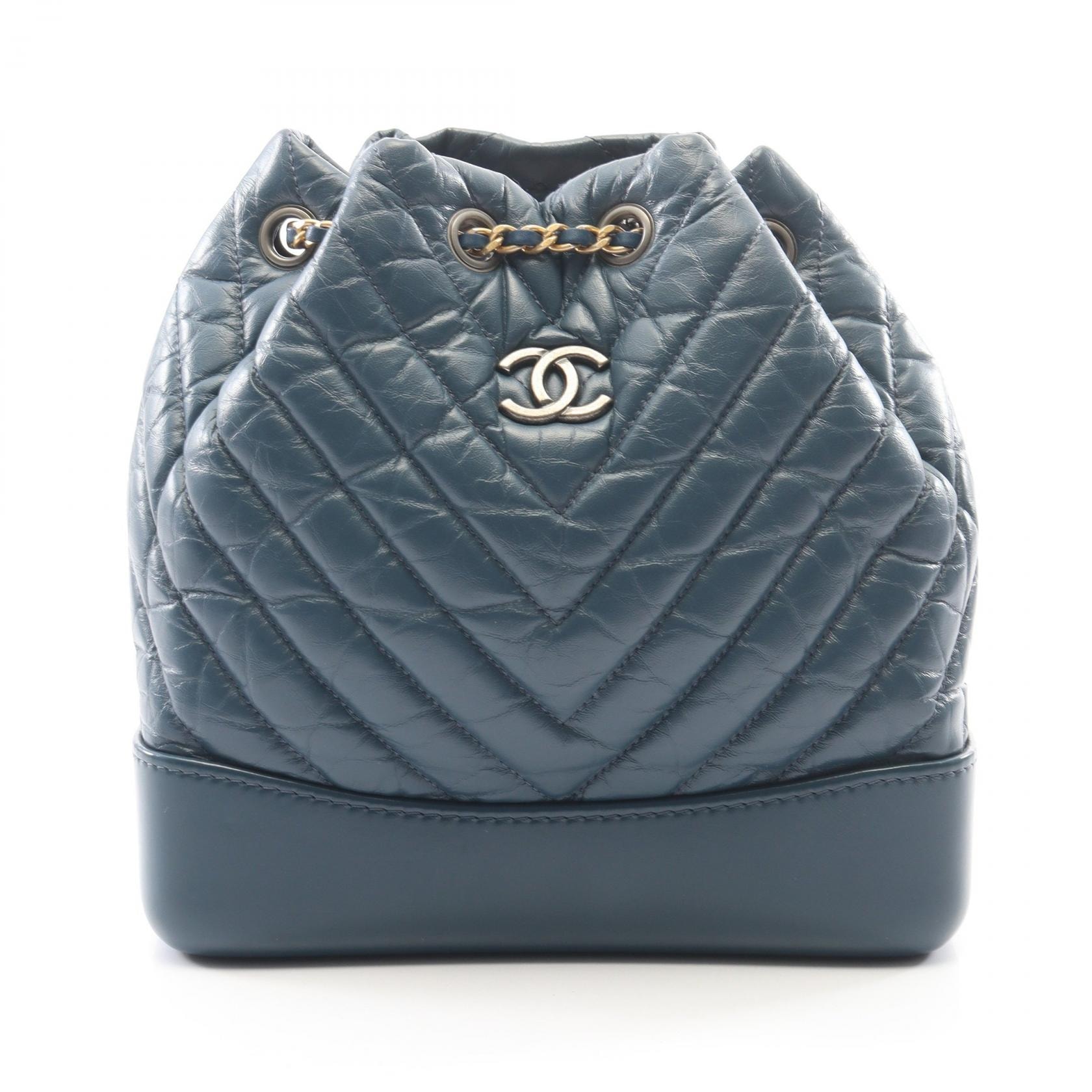 シャネル CHANEL ガブリエル ドゥ スモール コンビ金具 リュックサック バックパック バッグ レザー レディース ブルー系 【中古】