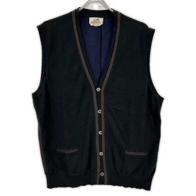 エルメス ダークグレー カシミヤ ニットベスト XL