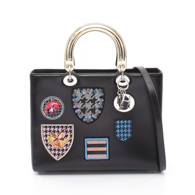 ディオール Dior レディディオール ラージ ワッペン 2WAY ハンドバッグ バッグ レザー レディース ブラック系 / マルチカラー 【中古】
